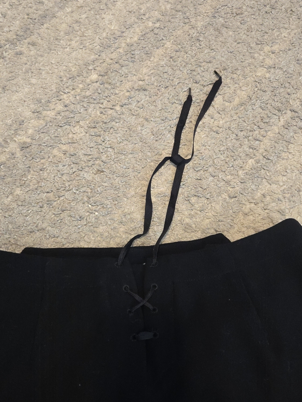 Vintage Lauren Ralph Lauren 10P Black Worsted Wool Wide Leg Pants Lace-Up Back - Picture 7 of 8